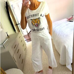 White cotton tiger Paris tshirt